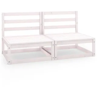 vidaXL Gartensofa 2-Sitzer Weiß Massivholz Kiefer - Weiß