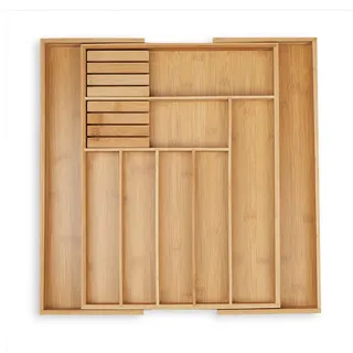 Relaxdays Besteckkasten , Holz, Holzwerkstoff , 45x5.5x44.5 cm , Küchenzubehör, Küchenhelfer, Besteckeinsätze