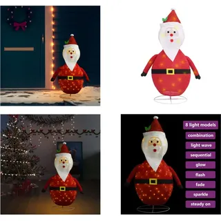 vidaXL Weihnachtsdeko Weihnachtsmann LED Luxus Stoff 120 cm - Weihnachtsmann Figur - Weihnachtsmann Figuren - Weihnachtsmann - Weihnachstmänner - Rot