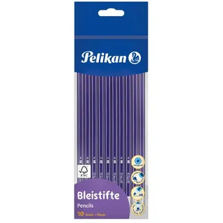 Pelikan 811132 Bleistift mit Radiergummi, HB, Sechskant, 10 Stück