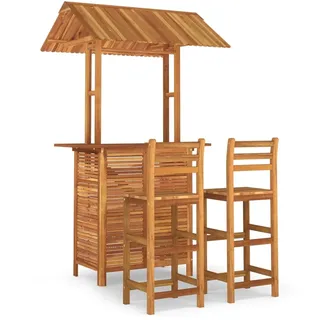 3-tlg. Gartenbar-Set Massivholz Akazie - Braun, Bunt