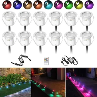 10 Stück RGB LED Einbaustrahler led Bodeneinbauleuchte IP67 wasserdicht 0.6W Ø30mm led Einbauleuchte Terrasse Küche Garten Led Lampe