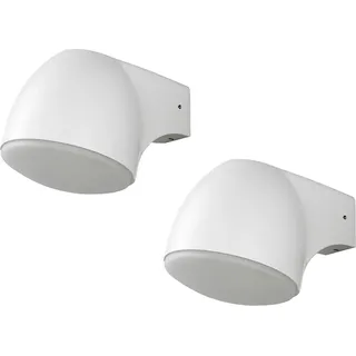 2er Set Außenwandleuchte Alu weiß Downlight LED IP44 Außenleuchten Wandlampe