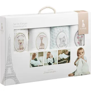 Vulli Sophie la Girafe – Nuscheli, Geschenkset Mulltuch 4er Set 70 x 70 cm – ab der Geburt