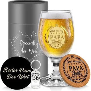 Personalisiertes Bierglas Set für Papa Vatertag Weihnachten