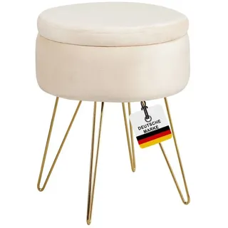 Albatros Hocker mit Stauraum Cannes Sitzhocker mit Stauraum, Modernes Design, Edler Samt-Bezug Sitztruhe Sitzbank mit Stauraum optimal als Fußhocker Hocker Schminktisch, Beige