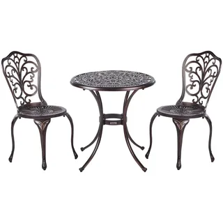 Beliani Bistro-Set 2-Sitzer Braun Triora/Andalo , Metall , Gartenmöbel, Gartengarnituren, Balkonmöbel-Sets
