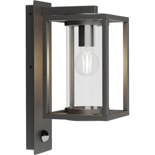 Lucande Wandlampe aussen mit Bewegungsmelder, Aussenwandleuchte spritzwassergeschützt IP44 1xE27 max. 60W ohne Leuchtmittel Außenleuchte