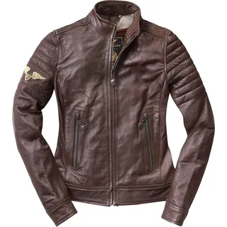 Black-Cafe London Ilam Damen Motorrad Lederjacke, braun, S - Braun