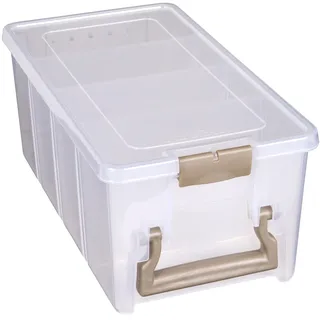 ArtBin 0365506 6925AB Semi Satchel mit 3 herausnehmbaren Trennwänden, tragbarer Kunst-und Bastel-Organizer mit Griff, [1] Kunststoff-Aufbewahrungskoffer, transparent, Gold, 0