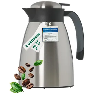 Blumtal Thermoskanne 1l - BPA-freie Teekanne mit Quick Tip Verschluss - auslaufsichere Kaffeekanne thermo für langanhaltende Isolation/Thermoskanne Tee - Kaffekanne - Tee Thermoskanne Edelstahl Silber