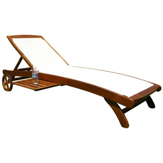 SONNENLIEGE MIT ROLLEN AUS MASSIVHOLZ UND STOFFBEZUG MOD. TEXTY