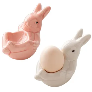 EEPLUYTY Eierbecher Porzellan, Kaninchen-Eierbecher, Ostern Eierbecher,Eierbecher, Eierbecher Keramik, Perfekt Für Eier Zum Frühstück, Ostern Und Verschiedene Feste (L, individuell, 2)