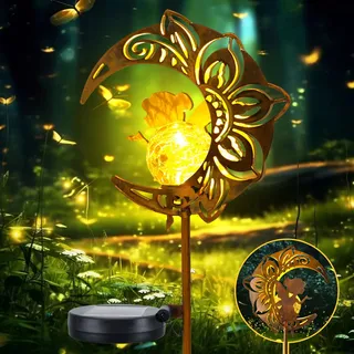 GIACOMO Mond Solarlampen für außen Garten, Feenweglicht für Außen Gartendeko Terassendeko, Garten Deko, Gartenleuchte wasserdichte Wegeleuchte, Solarleuchten für Außen Kugel, Terrasse Hof Rasen