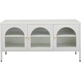 Kare Design Lowboard Naxos, Weiß, Sideboard, Aufbewahrung, mit 3 Türen, Stahlgestell, Wohnzimmer, 60x120x40 cm (H/B/T)
