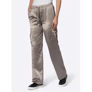 Cargohose HEINE, Damen, Gr. 40, Normalgrößen, grau (taupe), 97% Polyester, 3% Elasthan, unifarben, Hosen Cargohose