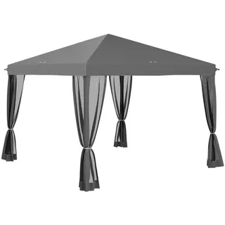 Outsunny Faltpavillon, Cremeweiß, Metall, Oxford-Stoff, Moskitonetz , Hellgrau , 295x260x295 cm , Sonnenschutz, Pavillons