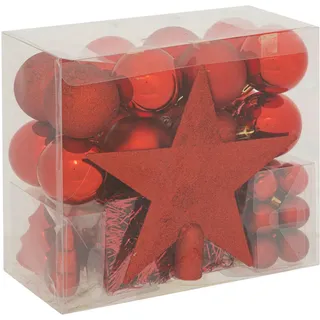 Atmosphera Createur d ́interieur Christbaumschmuck-Set 44-teilig , Rot , Kunststoff , 12.5x21.5x24 cm , Dekoration, Weihnachtsdekoration, Christbaumschmuck