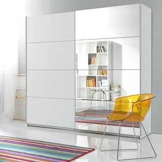 Kleiderschrank mit Schwebetüren BIRMINGHAM-83 in weiß, B/H/T: ca. 221/210/61 cm - Weiß