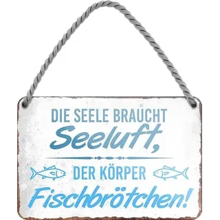 schilderkreis24 Blechschilder Kollektion 18x12cm – Nordsee, Ostsee & Meer: Dekoration & Geschenkideen mit maritimen Sprüchen (Seeluft Fischbrötchen)
