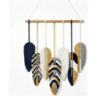 Betylifoy Makramee Wandbehang Boho Chic Deko Makramee Wandteppich | Gewebte Blätter Tapisserie Wandkunst Dekorationen für Schlafzimmer Wohnzimmer Kinderzimmer Wanddeko