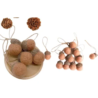 12 Stück Eicheln Anhänger im Scandi-Stil aus Filz, Handmade Herbstdeko Eicheln Filzanhänger Weihnachten Miniatur Weihnachtsdeko Weihnachtlicher Baumschmuck Winterdeko (05)