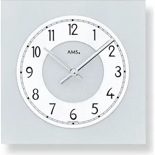 AMS 9684 Wanduhr Wanduhren modern Design - Silber, Schwarz