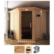 Bild Sauna »Jarla«, (Set), 9-kW-Ofen mit externer Steuerung, beige