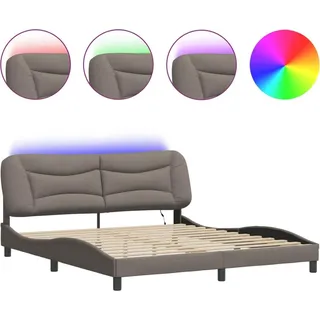vidaXL Bettgestell mit LED ohne Matratze "Hvar" Taupe 180x200 cm Stoff - Taupe