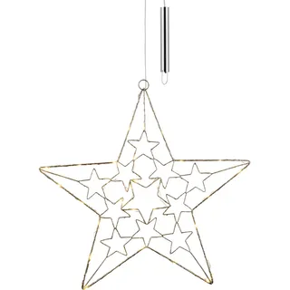 Metall Stern 30 LED - silber / gold - ca. 50 cm - Silber, Gold