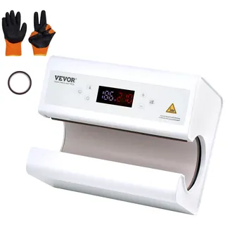 VEVOR automatische Hitzepresse, Tassen Hitzepresse für 325 bis 887 ml Sublimationsbecher, Tumbler-Presse mit Klebeband und Handschuh, Temperatur- und Zeiteinstellung, für Becher, Tassen, Weiß