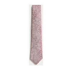 Mens M&S Collection Krawatte aus reiner Seide mit Paisley-Muster - Rosa, Rosa, 1SIZE