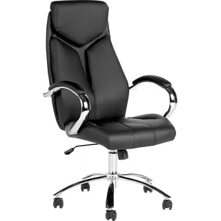 BELIANI Bürostuhl Schwarz Kunstleder Höhenverstellbar Drehbar auf Rollen Bequemer Drehstuhl Modernes Design für Büro Home Office - Schwarz, Silber