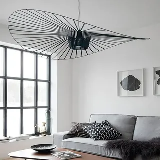 YONIISEA Vertigo Lampe 100cm Schwarz- Moderne Vertigo Pendelleuchte E27 Hängeleuchte für Wohnzimmer Diele Esszimmer Schlafzimmer, Glasfiberstahl + Polyurethan Vintage Hut Lamp, Max 40W