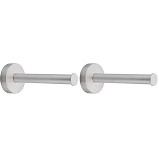 tesa Moon Ersatzrollenhalter für Toilettenpapier, verchromt - zur Wandbefestigung ohne Bohren, inkl. Klebelösung - 49 mm x 49 mm x 120 mm (Packung mit 2)