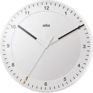 Braun Klassische Quarz-Wanduhr in Weiß / präzises Leisegangwerk / Sekundenzeiger mit Floating-Effekt (ohne Ticken) / gehärtetes Glas / 30 cm - Weiß