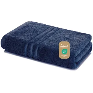 Lavea® Saunatuch 80×200 cm - Navy | 100% Baumwolle – Großes Saunatuch für Damen & Herren, saugstarkes Frottiertuch, weich, waschbar, Frottierserie Elena