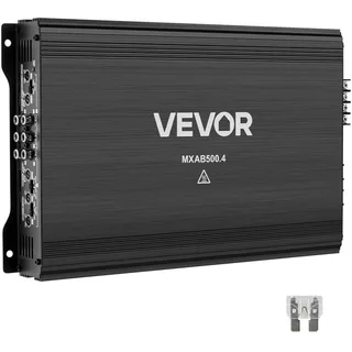 Vevor Autoverstärker 4-Kanal, Endstufe Klasse AB Überbrückbar, Max. 4 x 250 W an 4 Ohm / 4 x 500 W an 2 Ohm, Hochleistungsverstärker für SUVs Pickups Geländewagen Mehrkanal-Audioverstärker