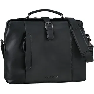 STILORD 'Casey' Vintage Handtasche Leder Damen Herren Arzttasche Echtleder Umhängetasche Retro Tasche mit Bügelverschluss Einzigartig, Farbe:schwarz