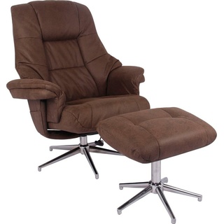 Duo Collection Relaxsessel Burnaby, mit Hocker und Relaxfunktion, 360 Grad drehbar, braun