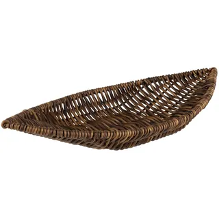 APS 40345 Korb Schiffchenform „COVE“, Brauner Flechtkorb, Körbchen aus Polypropylen, Behältnis aus Flechtwerk mit Edelstahldraht, Brötchenkorb, Lebensmittelkorb, Maße 30 x 15 cm, Höhe 5 cm, braun