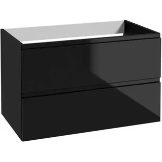 DomoDomo waschbeckenunterschrank hängend mit schubladen schwarz 80 x 50 x 46 cm, waschtischunterschrank, badunterschrank waschbecken wandschrank - Schwarz