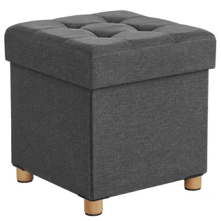 Songmics Sitzhocker mit Stauraum Baumwolle 38 x 38 x 38 cm Grau