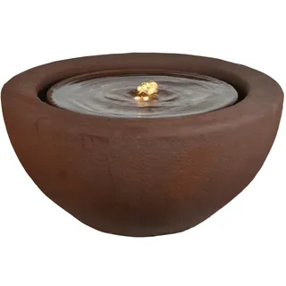 HEISSNER Terrassenbrunnen mit LED Halbkugel 50x50x25 cm Rostbraun - Braun