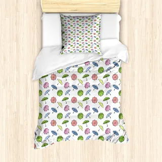 ABAKUHAUS Regenschirm Mantele, Cartoon Bunte, Milbensicher Allergiker geeignet mit Kissenbezügen, 135 cm x 200 cm - 80 x 80 cm, Mehrfarbig