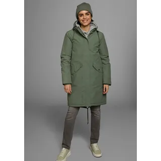 Parka POLARINO, Damen, Gr. 50, grün (khaki), Web, Obermaterial: 100% Polyester. Futter: 100% Polyester. Wattierung: 100% Polyester, Rippstrickbündchen, Jacken Parka, Atmungsaktiv, winddicht, wasserdicht, Im Oversize Look, weite Form