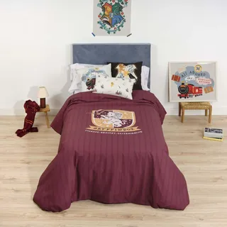 BELUM | Bettbezug Harry Potter, Bettbezug mit Knöpfen 100% Baumwolle, Modell Gryffindor Sweet für Betten mit 90 cm (155 x 220 cm)