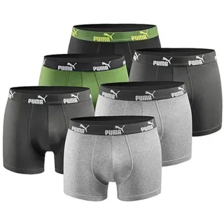 Puma Herren Boxershorts 6er Pack dark grey black orche green - L