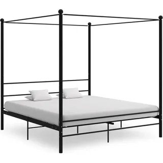 The Living Store Himmelbett Schwarz Metall 200x200 cm - Schwarz