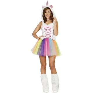 FIESTAS GUIRCA Magisches Einhorn Kostüm Erwachsene – Tüllrock Regenbogen Einhorn Kleid – Faschingskostüm Erwachsene Damen Größe L 40-42